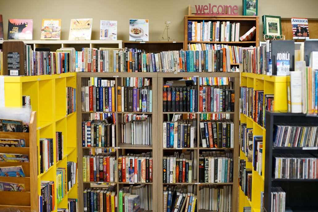 Rows of books inside the Weaverville ReStore's bookstore.
